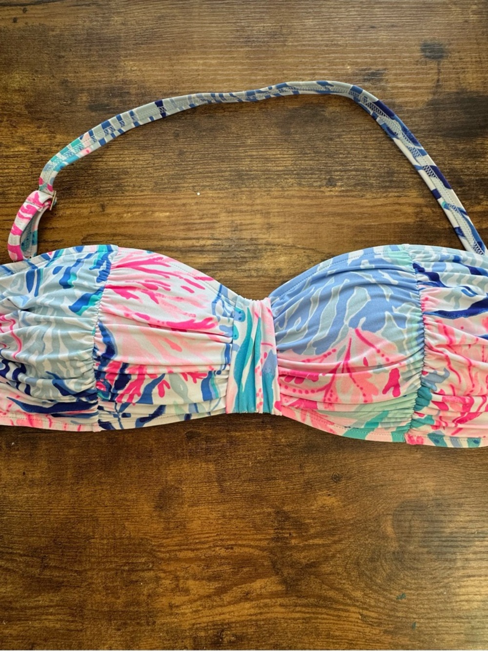Lilly Pulitzer Pink, Blue & White Strapless Bikini Top